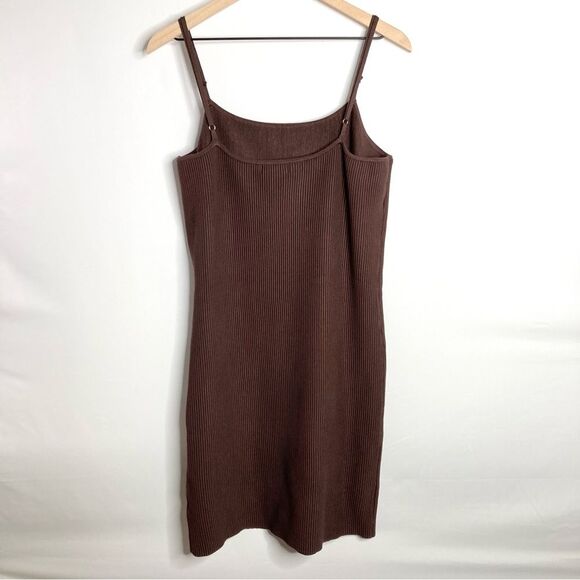 NWT House of Harlow 1960 Sleeveless Brown Ribbed Sweater Dress Bodycon Size XL - Picture 5 of 9